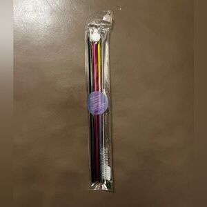 Claire's Vibrant Metal 🖤💓💛Straw Set of 3.